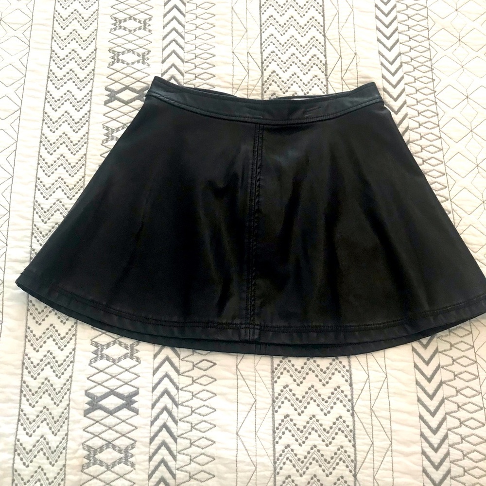 Faux leather black mini skirt